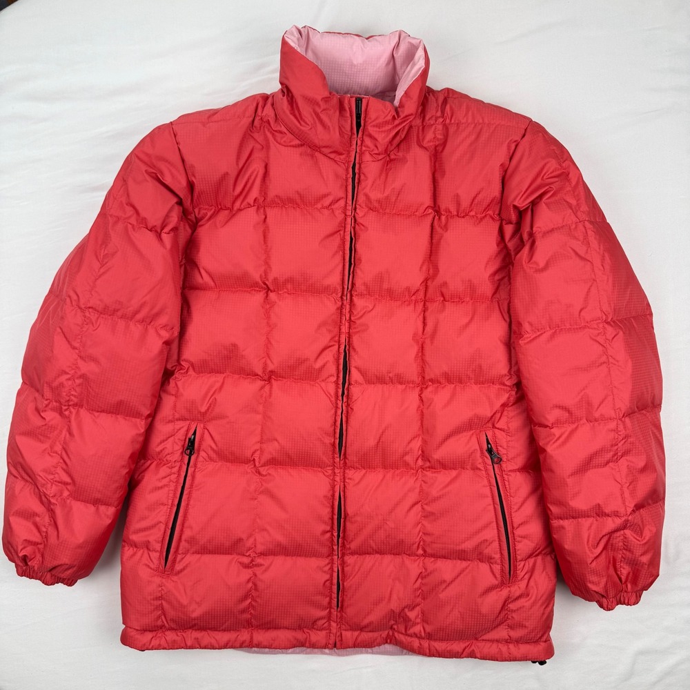 Lands End Coral Goose Down Puffer Jacket Ripstop Quilted Coat S 6-8 (No Hood)